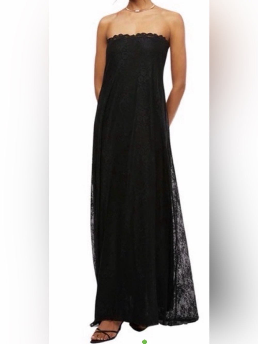 WeWoreWhat Black Strapless Lace Maxi Dress